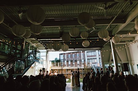 Wedding reception at Artists for Humanity Epicenter Boston. Wedding Ceremony and Reception by Archive Moderne Photography Studio