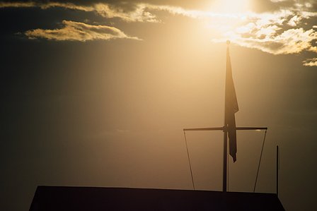 Sunset during REGATTA PLACE WEDDING AT GOAT ISLAND MARINA Film Photography