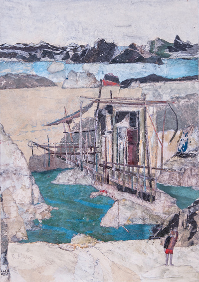 “Cala Caleta I“ . Collage on carton. 42 x 29,5 cm. 1981