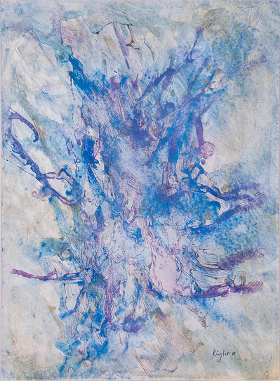 “Blau-Violett“.  Tempera and pencil on cardboard. 55,2 x 40 cm. 1988.