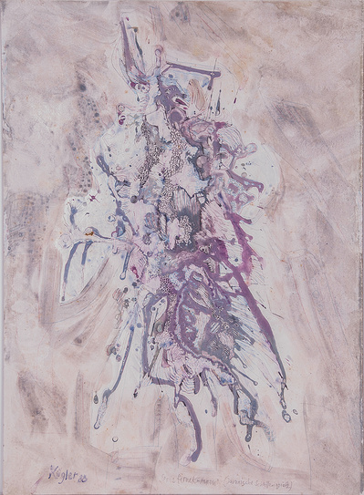 “Javanische Schattenspiele Figuration”.  Tempera and pencil on cardboard. 54,9 x 40 cm. 1988