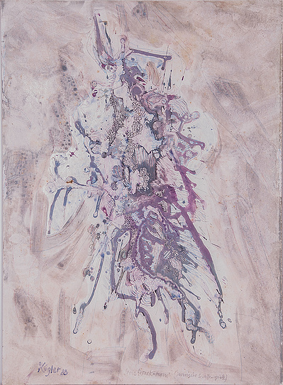 “Javanische Schattenspiele Figuration”.  Tempera and pencil on cardboard. 54,9 x 40 cm. 1988