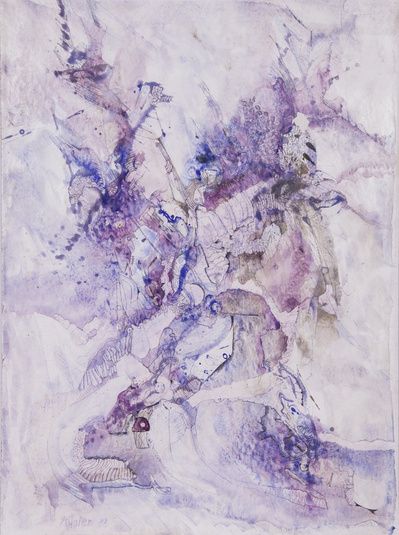 “Gedanken an China II“. 
Tempera and pencil on cardboard. 53,7 x 40 cm. 1988