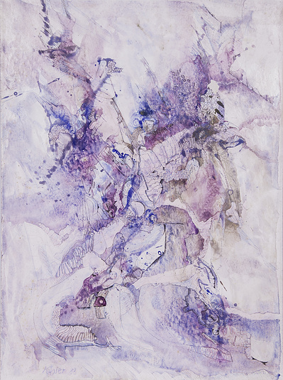 “Gedanken an China II“. 
Tempera and pencil on cardboard. 53,7 x 40 cm. 1988