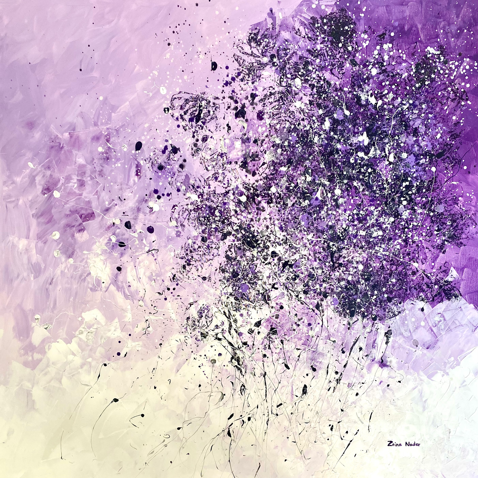Elegie by Rachmaninoff. Acrylic on linen. 120 x 120 cm. 2021.