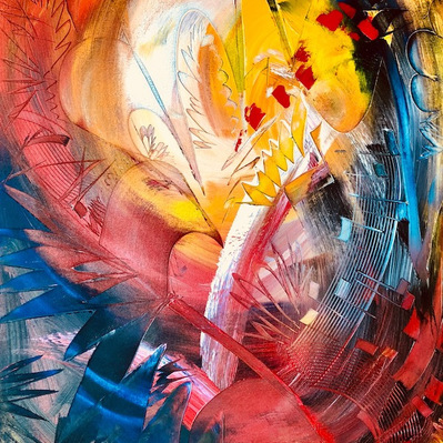 Symphony No. 7 "Revolution Symphony” by Laszlo Lajtha.
Acrylic on Canvas.
95 x 152 cm.
2018.