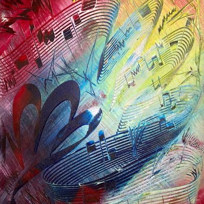 "Visual Harmonies #12
Mozart, Requiem (Fantastic Performance)
Performance: (Arsys Bourgogne) London Symphonic".
Acrylic on Maple/Birch Wood Panel. 45.7 cm x 61 cm.