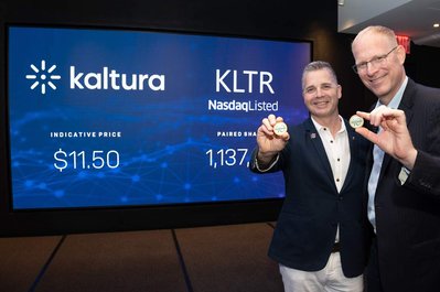 company employees celebrating company IPO at NASDAQ