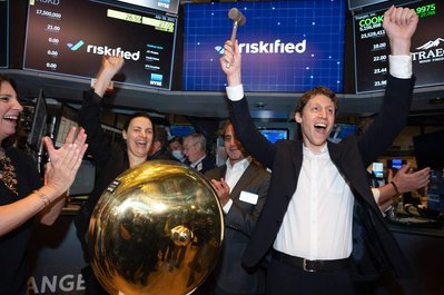 CEO of a company celebrating IPO at NYSE New York Stock Exchange