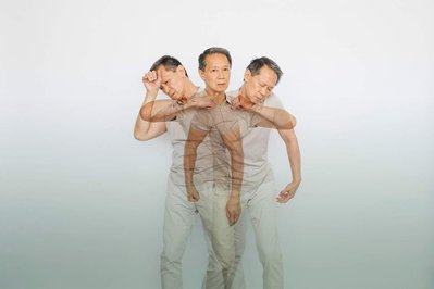 Dancer Renouard in a multi-exposure portrait photographed by Nir Arieli for the VOA campaign