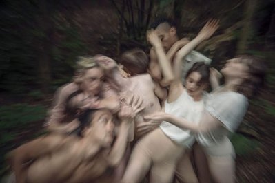 Gallim Dance company photographed in central park NY in long exposure and 
Focus Pull