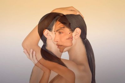 Model Miss Trans Israel Talleen Abu Hanna in a double exposure portrait