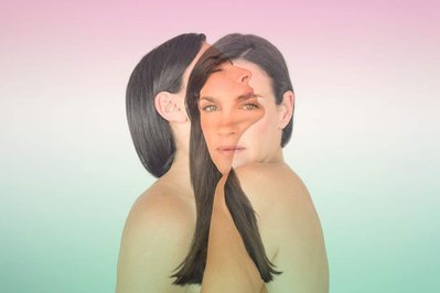 Model Shiraz Tal in a double exposure portrait
