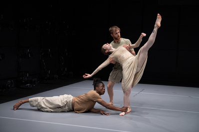 a trio of dancers dancing contemporary dance
