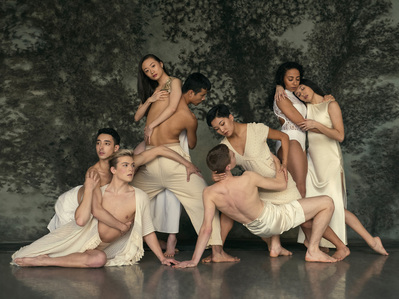 Dancers of Juilliard dance division for their 2019 calendar on a studio forest background 