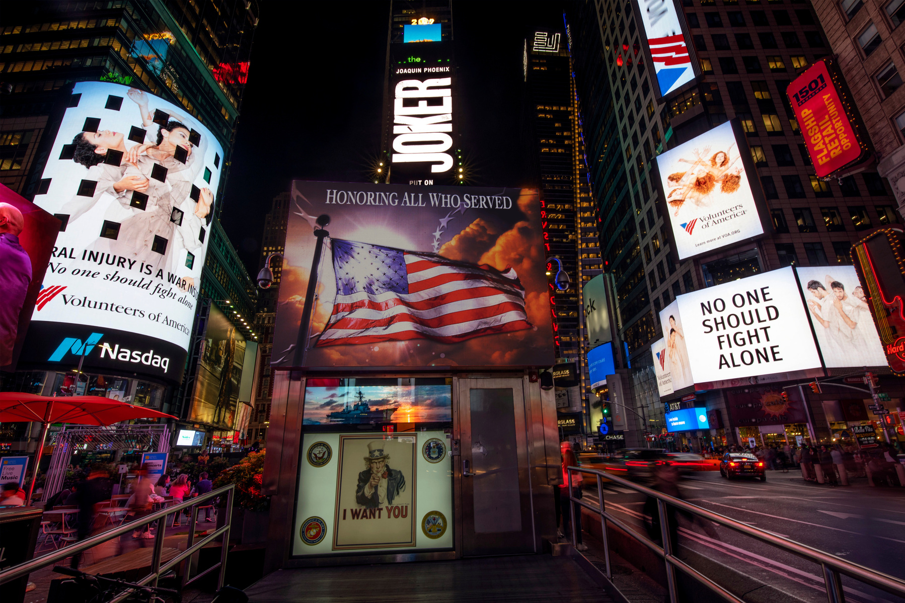 The Volunteers of America campaign photographed by Nir Arieli in Times Square NYC at night