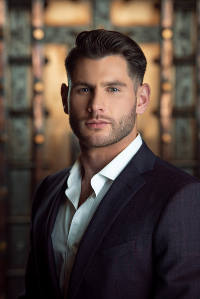 a corporate headshot in a natural environment background