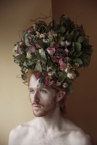 Dancer Austin Goodwin in a flower headpiece