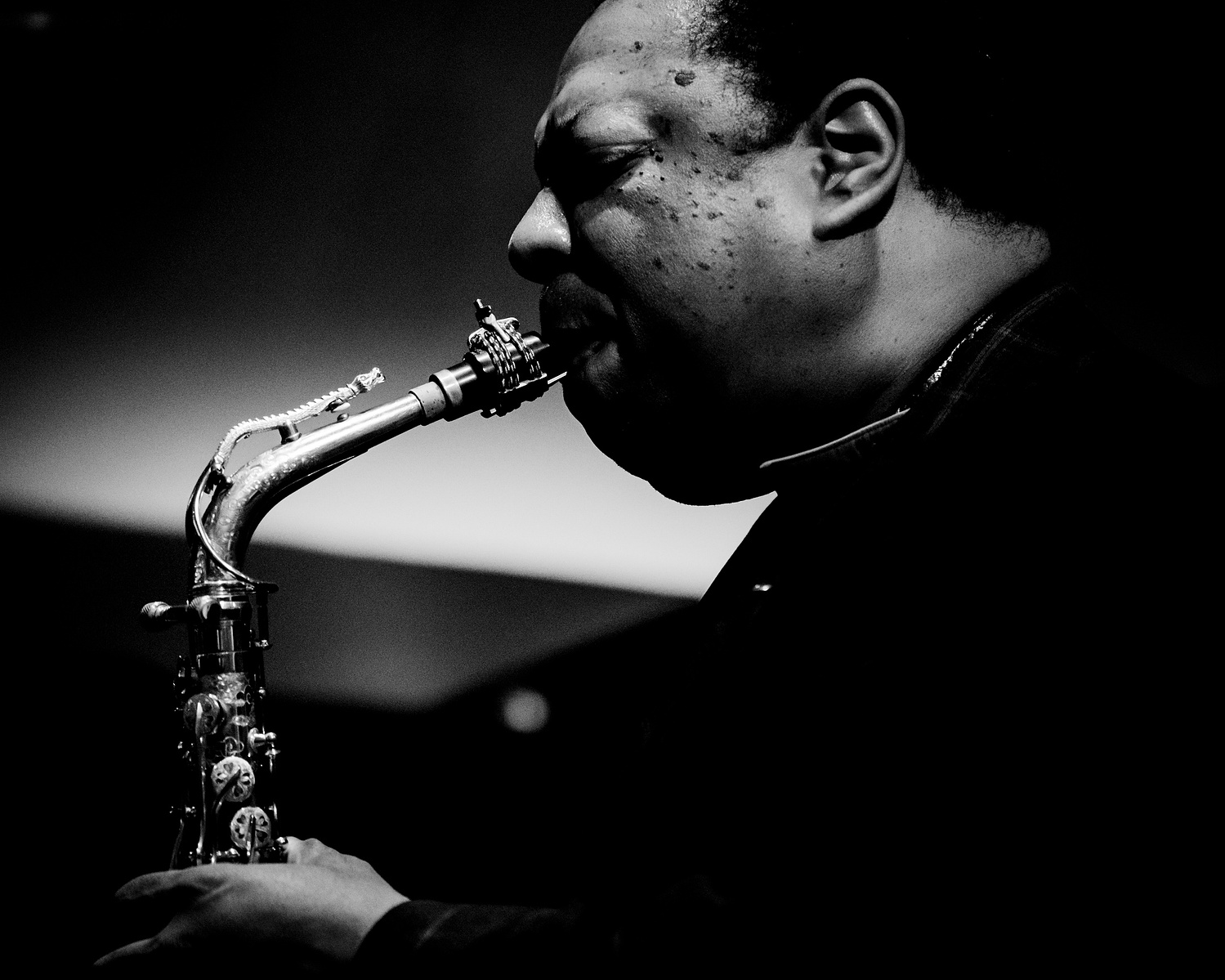 saxophone player close up on stage