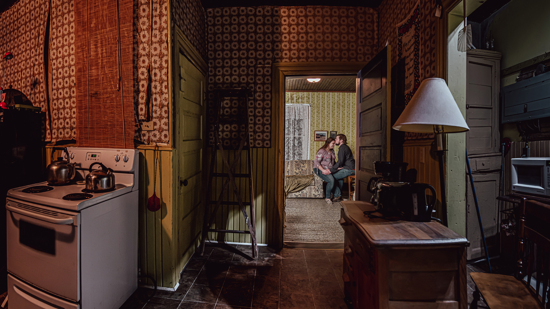 Homestead engagement session in farmhouse Renfrew County by Frank Fenn