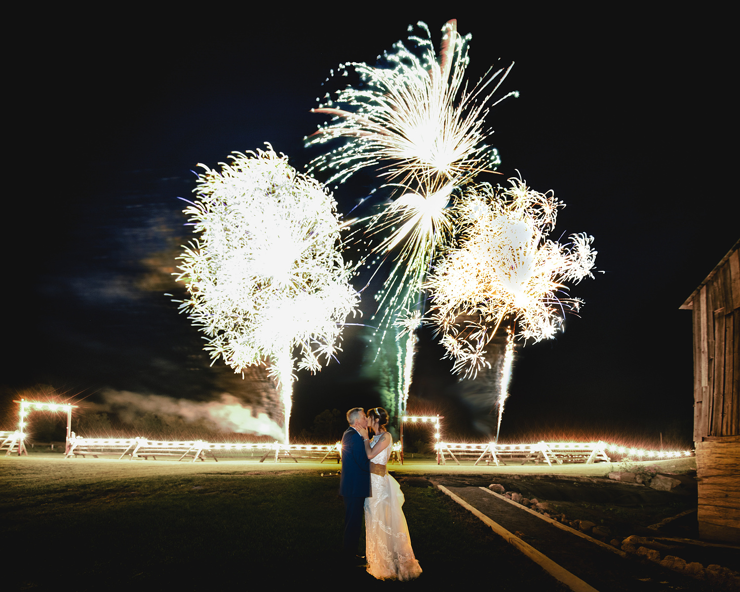 wedding fireworks at Ecotay in Perth Ontario by photographer Frank Fenn