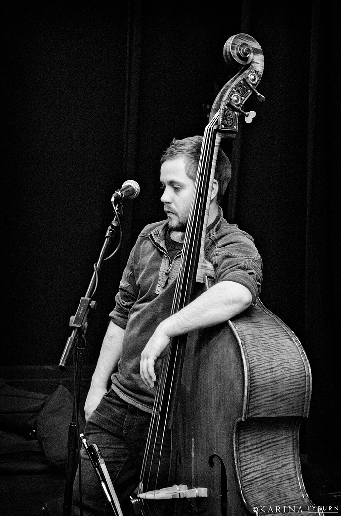 Double bass player James Lindsay of Breabach by Nottingham based music photographer Karina Lyburn.