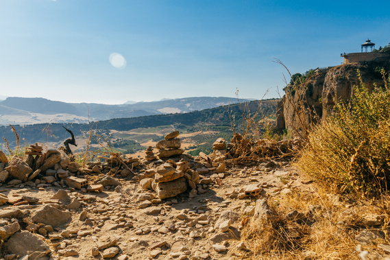 Rock stacks on the cliffs of Ronda, Spain