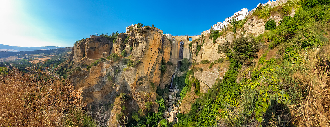 View of the puente nuevo, or new bridge in Ronda, Spain