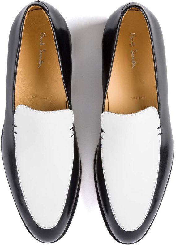 Two tone Paul Smith runway loafers in black and white box calf, goodyear welted, design by Ryan Lovering