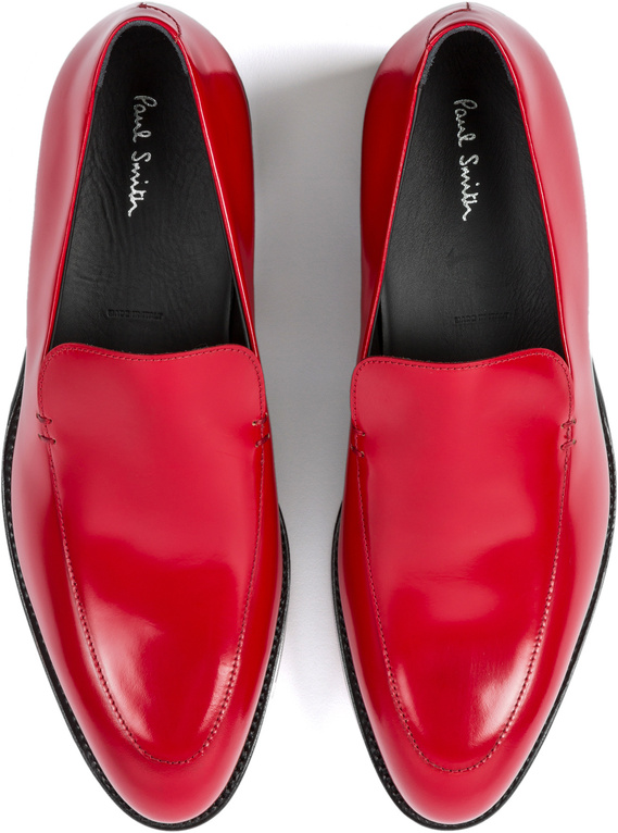 Red Paul Smith runway loafers high shine red calf, goodyear welted, design by Ryan Lovering