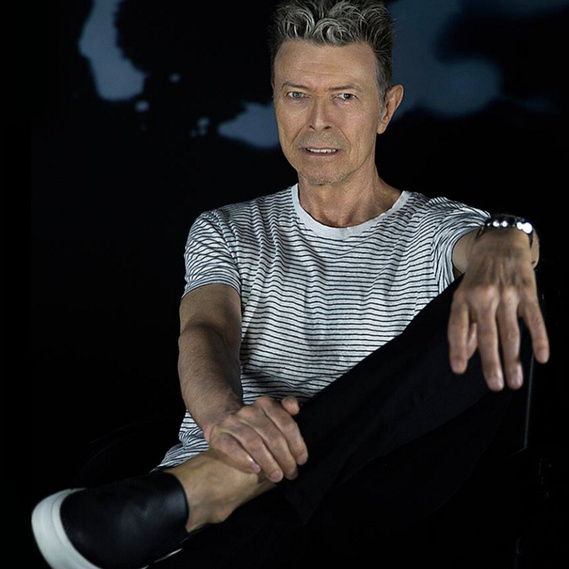 David Bowie wearing Alexander McQueen skull design shoes by Ryan Lovering for Blackstar