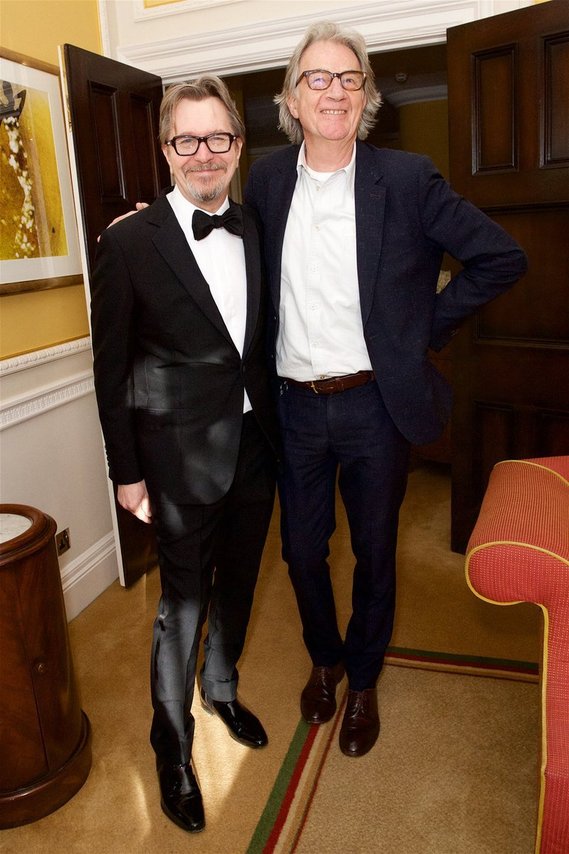 Gary Oldham being dressed by Paul Smith for the Golden Globe awards wearing patent custom boots by Ryan Lovering