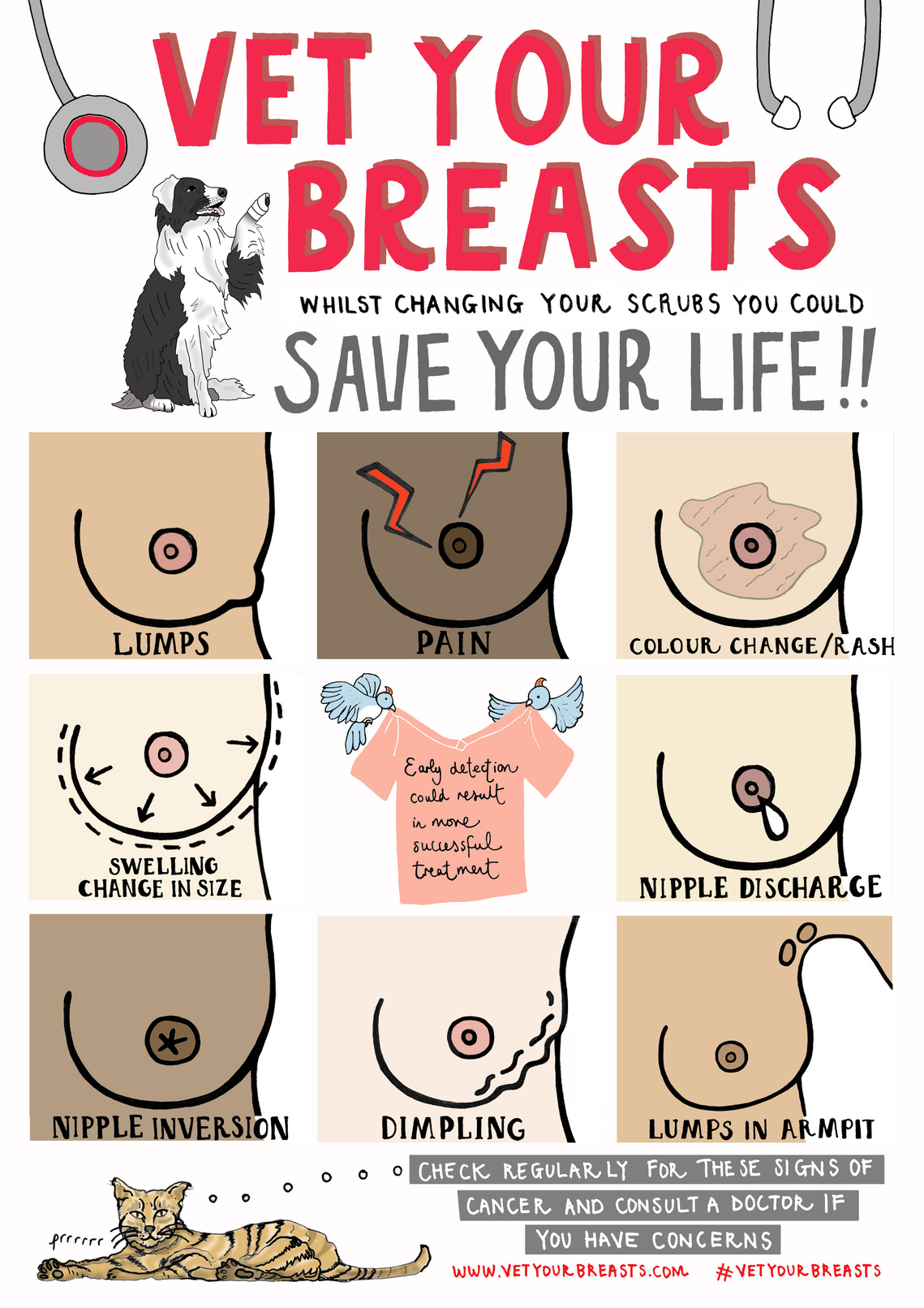 illustrated breast cancer awareness poster
