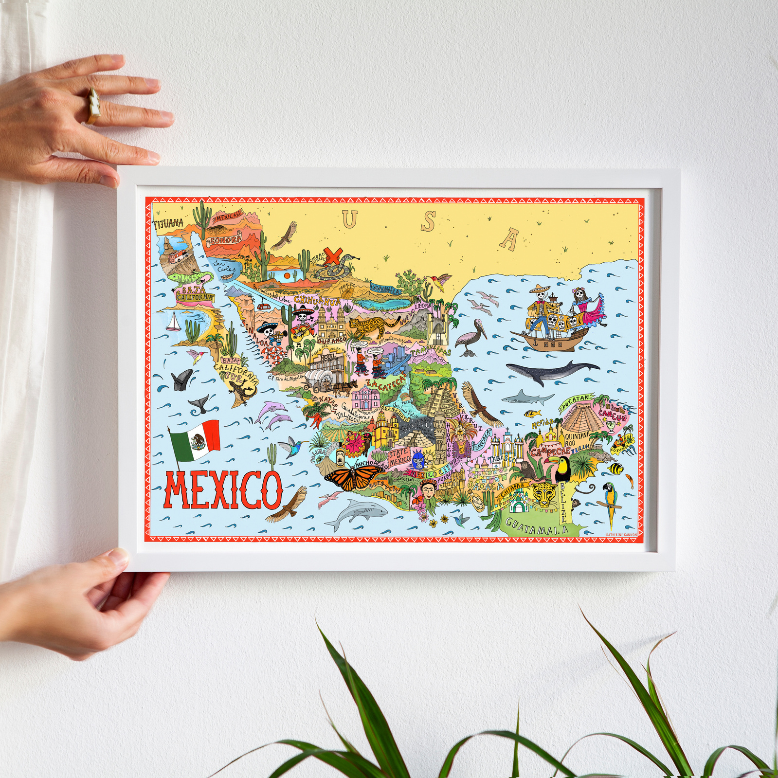 Mexico illustrated map print