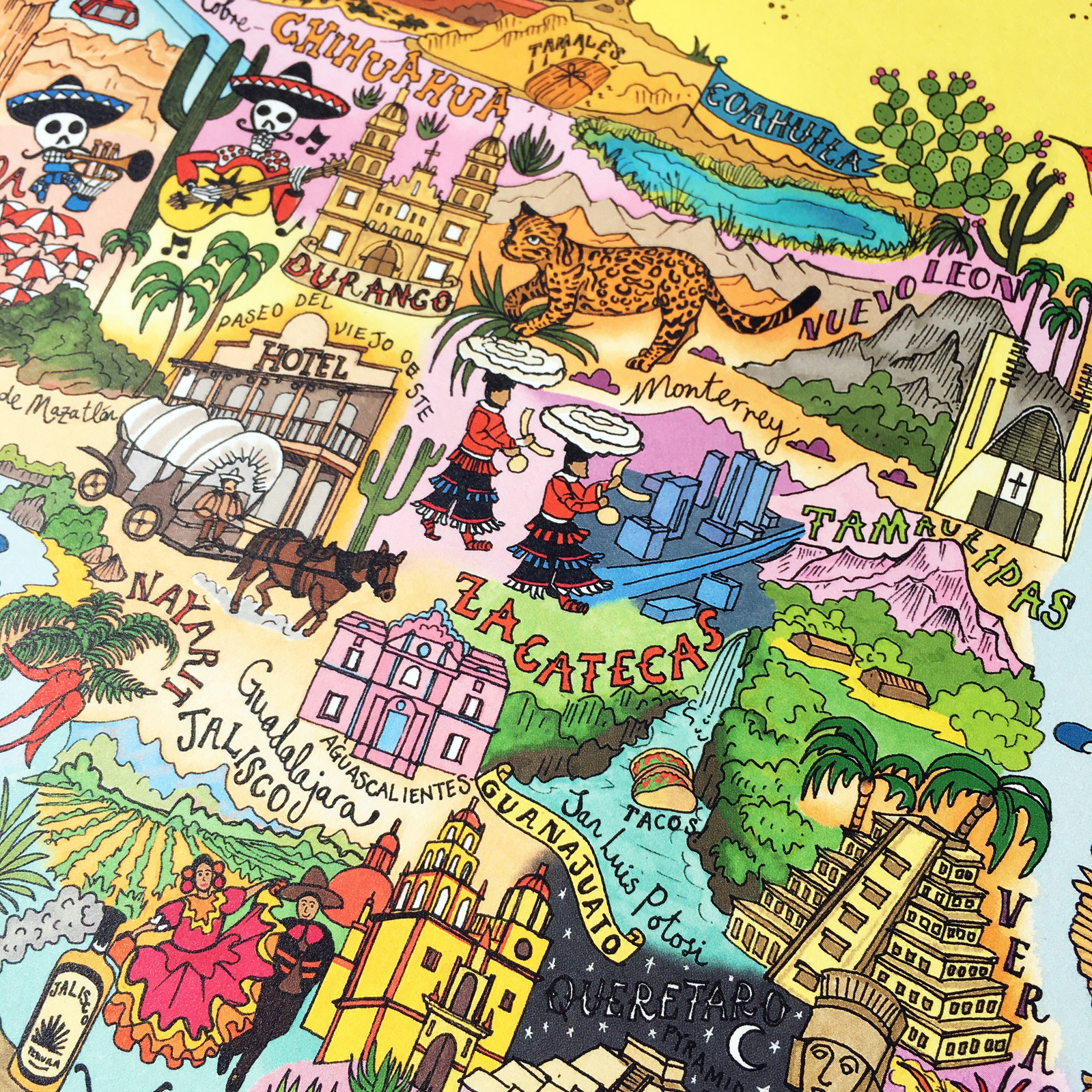 Illustrated Mexico map