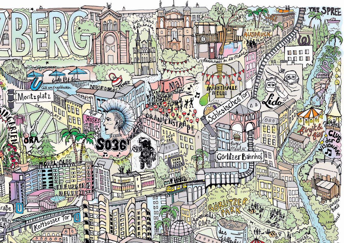 Berlin Kreuzberg illustrated city map