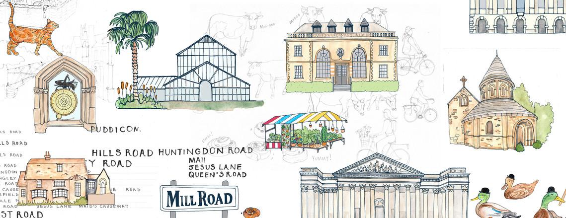 Illustrated campus map Cambridge