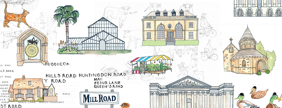Illustrated campus map Cambridge