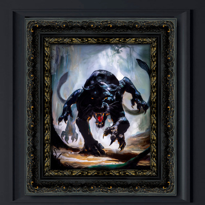 A Dungeons and Dragons Displacer Beast lurking in the forest