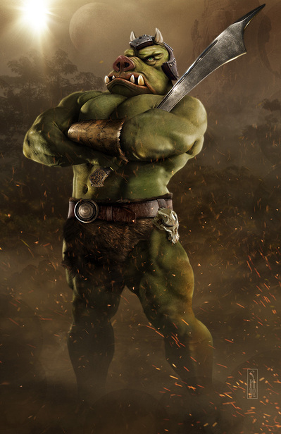 Star Wars character Gamorrean on their native planet