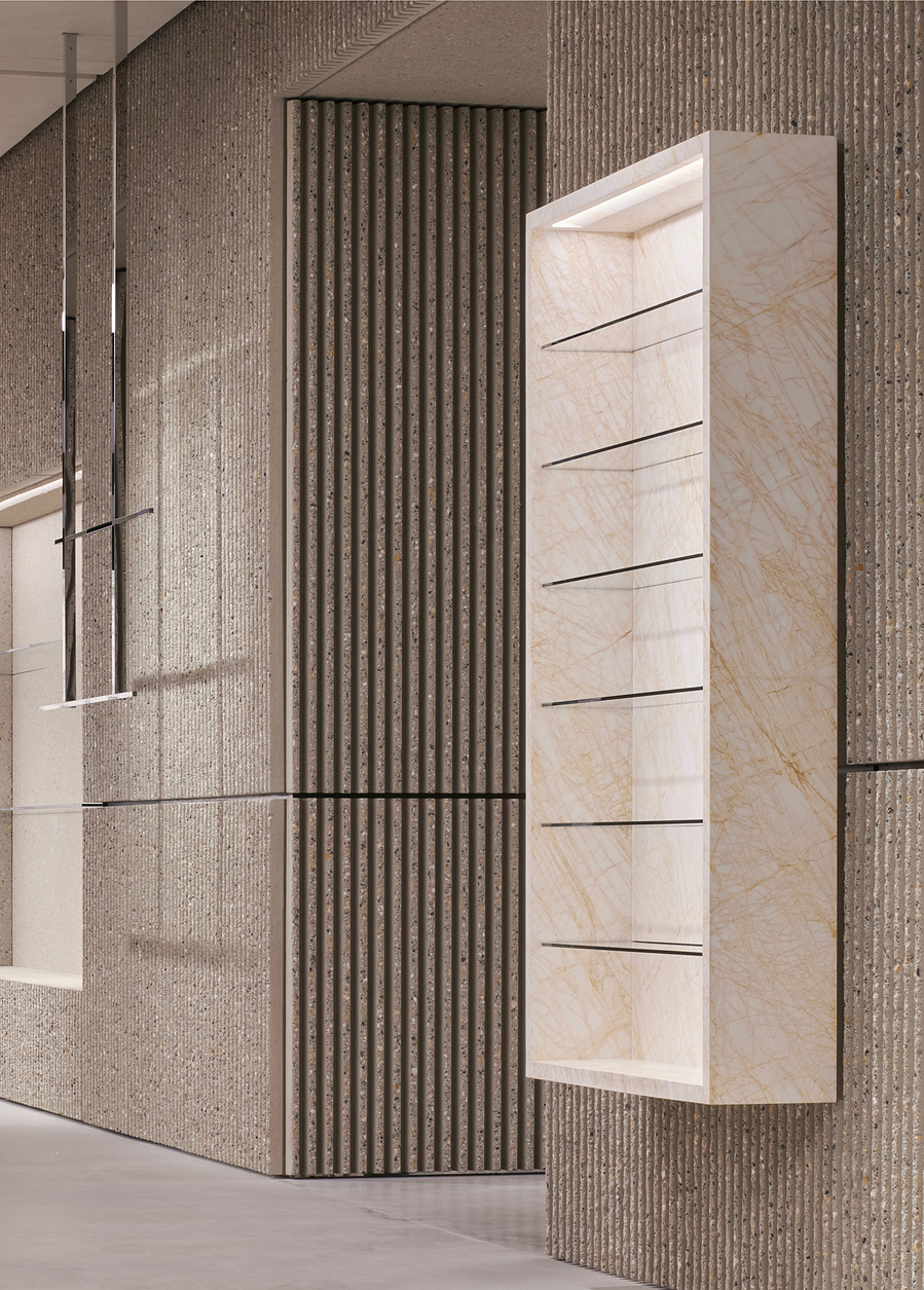 Saint Laurent YSL latest flagship retail location in Toronto Ontario. 110 Bloor Street West is the largest Saint Laurent retail location in Canada. Minimal interior concrete and marble. Photographed by Canadian architecture photographer adrian ozimek