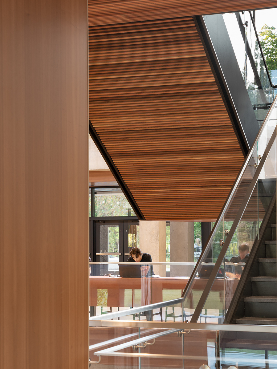 Perkins and Will University of Toronto Mississauga Campus Building. Photographed by Adrian Ozimek, Canada Toronto architectural and Interiors photographer. Maanjiwe nendamowinan The building has a LEED Silver designation,Canadian architect photgorapher