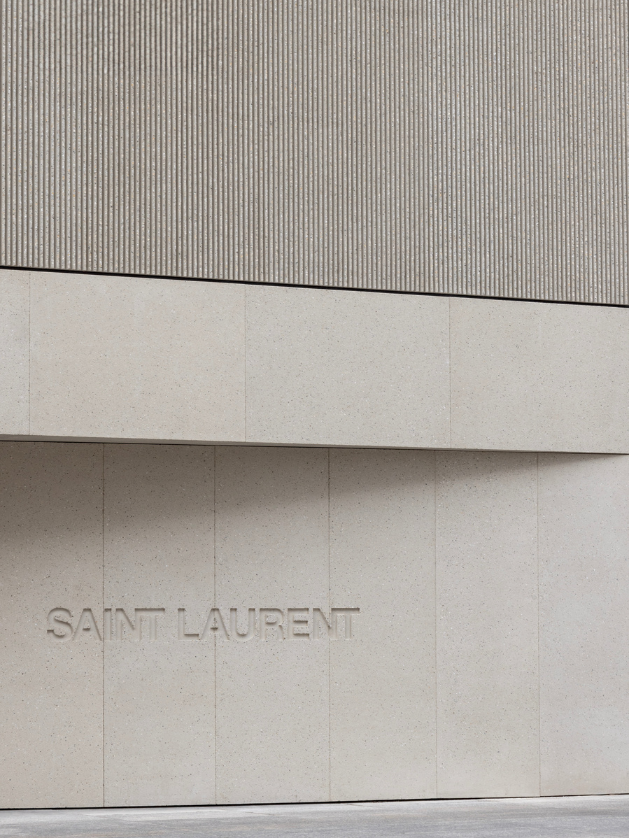 Saint Laurent YSL latest flagship retail location in Toronto Ontario. 110 Bloor Street West is the largest Saint Laurent retail location in Canada. Minimal interior concrete and marble. Photographed by Canadian architecture photographer adrian ozimek