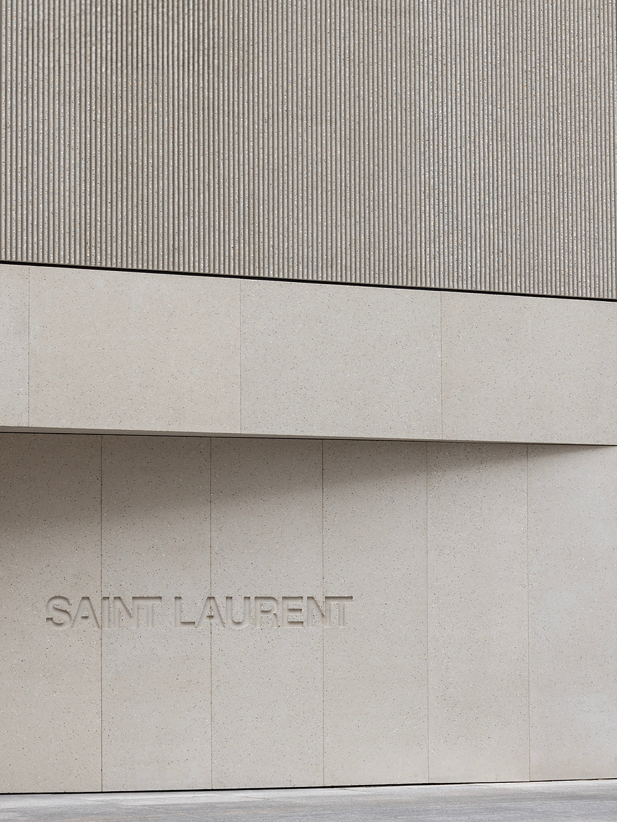 Saint Laurent YSL latest flagship retail location in Toronto Ontario. 110 Bloor Street West is the largest Saint Laurent retail location in Canada. Minimal interior concrete and marble. Photographed by Canadian architecture photographer adrian ozimek