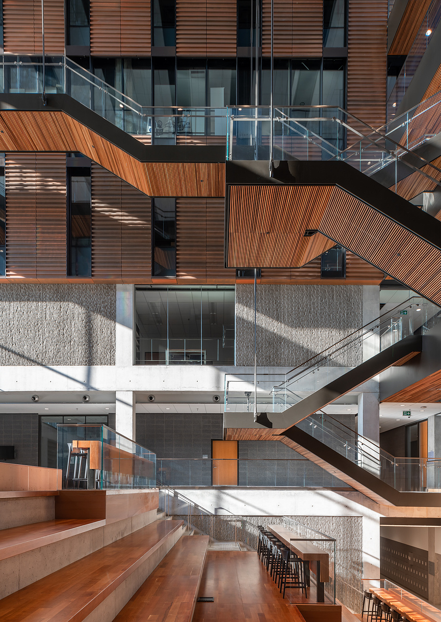 Perkins and Will University of Toronto Mississauga Campus Building. Photographed by Adrian Ozimek, Canada Toronto architectural and Interiors photographer. Maanjiwe nendamowinan The building has a LEED Silver designation,Canadian architect photgorapher
