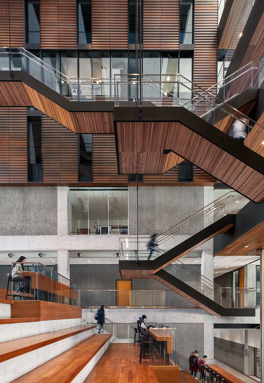 Perkins and Will University of Toronto Mississauga Campus Building. Photographed by Adrian Ozimek, Canada Toronto architectural and Interiors photographer. Maanjiwe nendamowinan The building has a LEED Silver designation,Canadian architect photgorapher