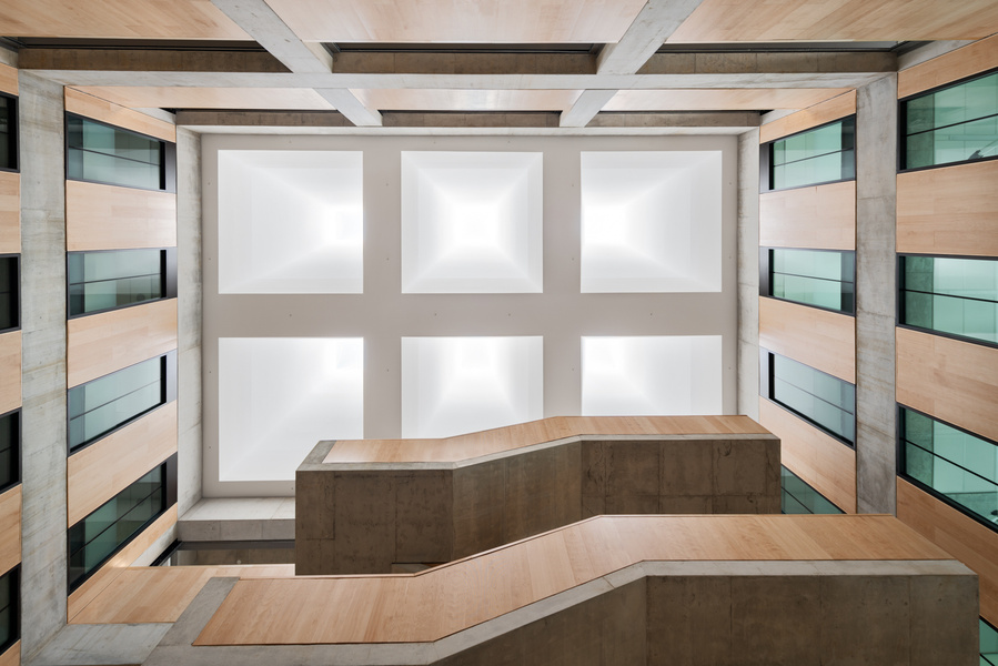 University of Toronto Myhal Centre. Architect: Montgomery Sisam Architects. Taken by Adrian Ozimek Toronto, Vancouver, Nova Scotia architectural and interiors photographer.  Interior staircase wood design