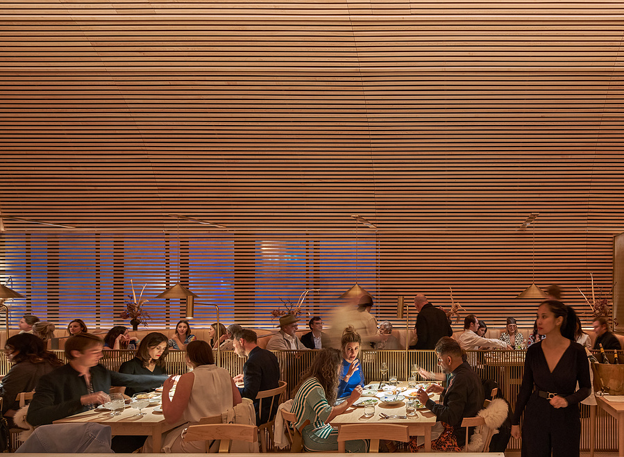 Toronto, Nova Scotia, Vancouver architectural and commercial photographer, Adrian Ozimek creates striking and professional architectural and interior photographs. Prime Seafood Palace Omar Gandhi Architects, restaurant Toronto