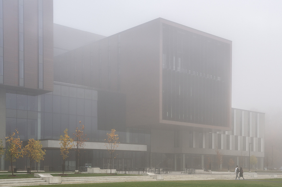 Perkins and Will University of Toronto Mississauga Campus Building. Photographed by Adrian Ozimek, Canada Toronto architectural and Interiors photographer. Maanjiwe nendamowinan The building has a LEED Silver designation,Canadian architect photgorapher