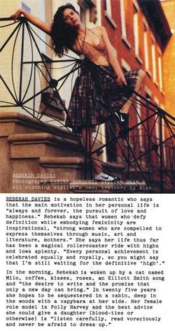 Rebekah Davies, profiled in British magazine iD